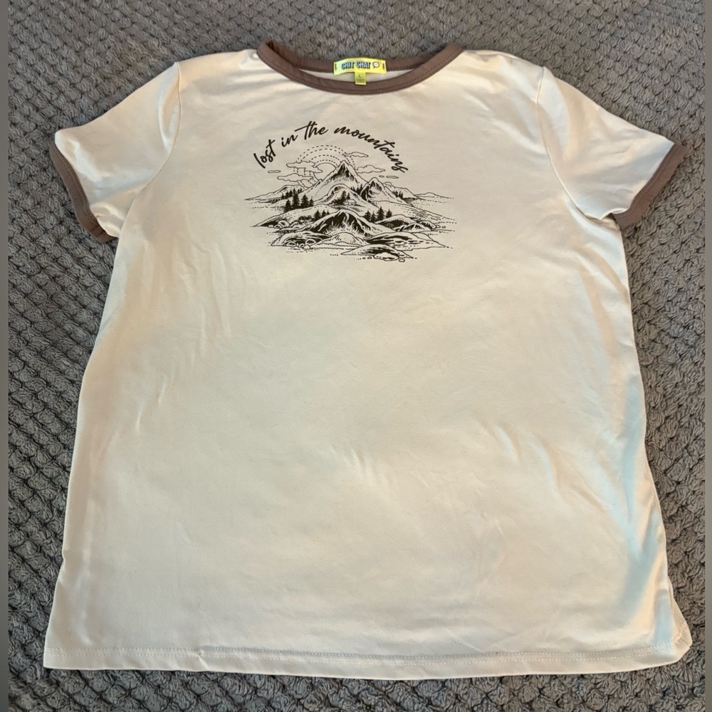 Chit Chat Graphic Tee with Brown Trim
